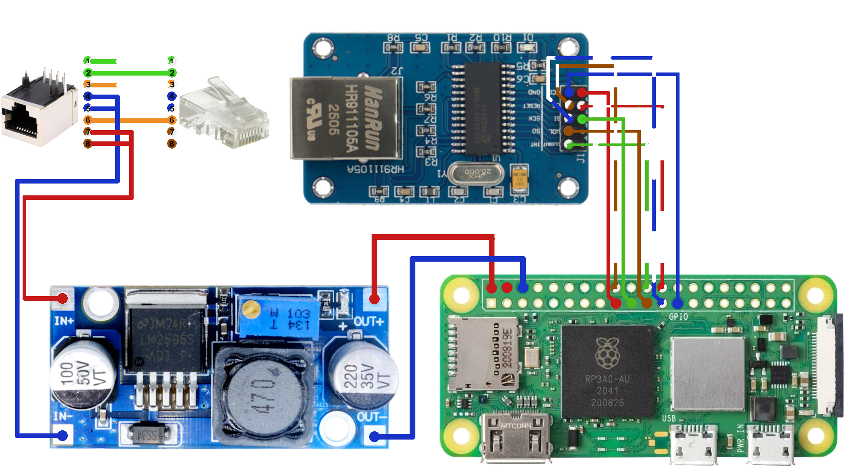 Power and Network Hub Wiring Diagram
